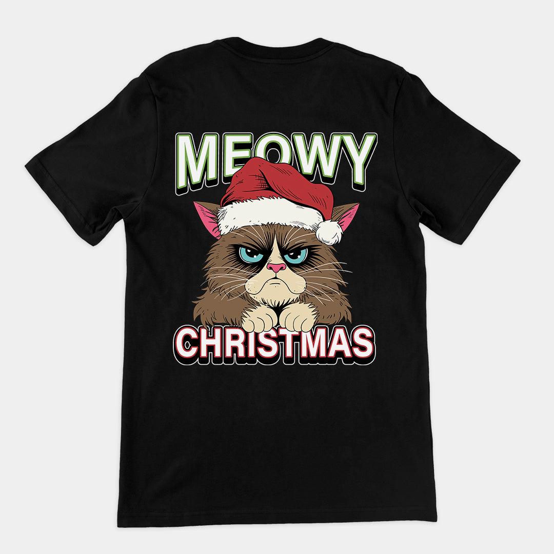 Meowy Christmas t-shirt (backprint) - Orbital Clothing