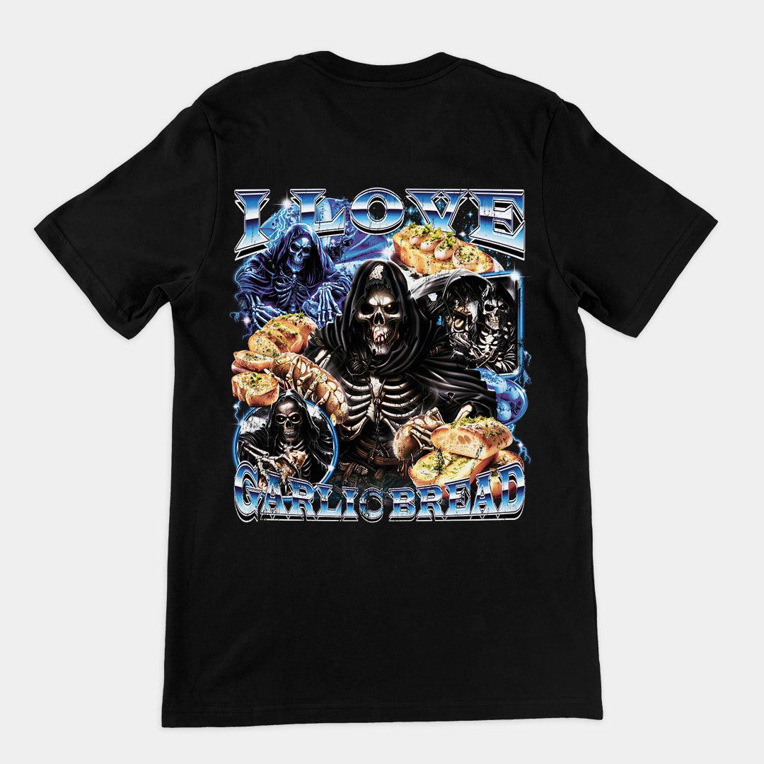 I Love Garlic Bread t-shirt (backprint) - Orbital Clothing