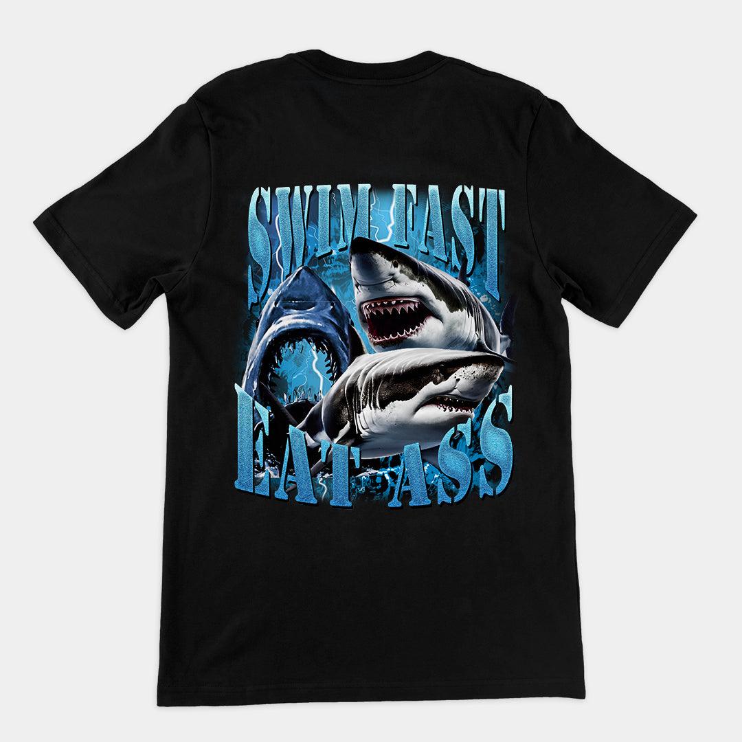 Swim Fast Eat Ass t-shirt (backprint) - Orbital Clothing