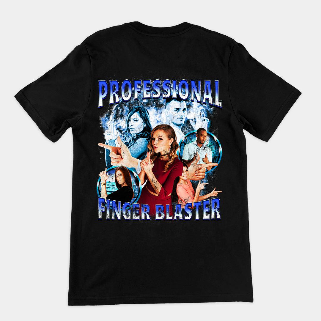 Professional Finger Blaster t-shirt (backprint) - Orbital Clothing