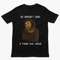 He doesn't look a thing like Jesus Funny T-Shirt