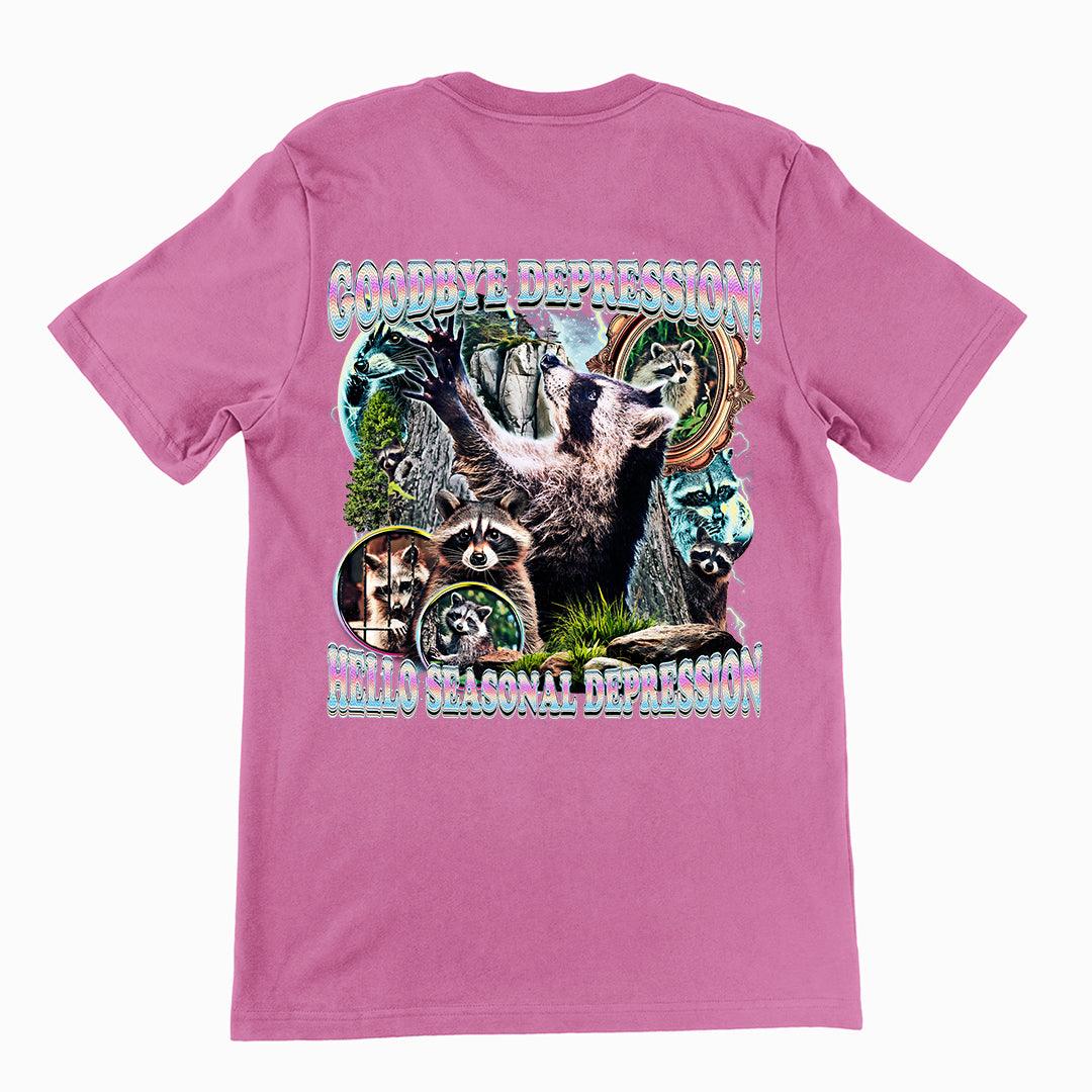 Goodbye Depression! Hello Seasonal Depression t-shirt (backprint) - Orbital Clothing