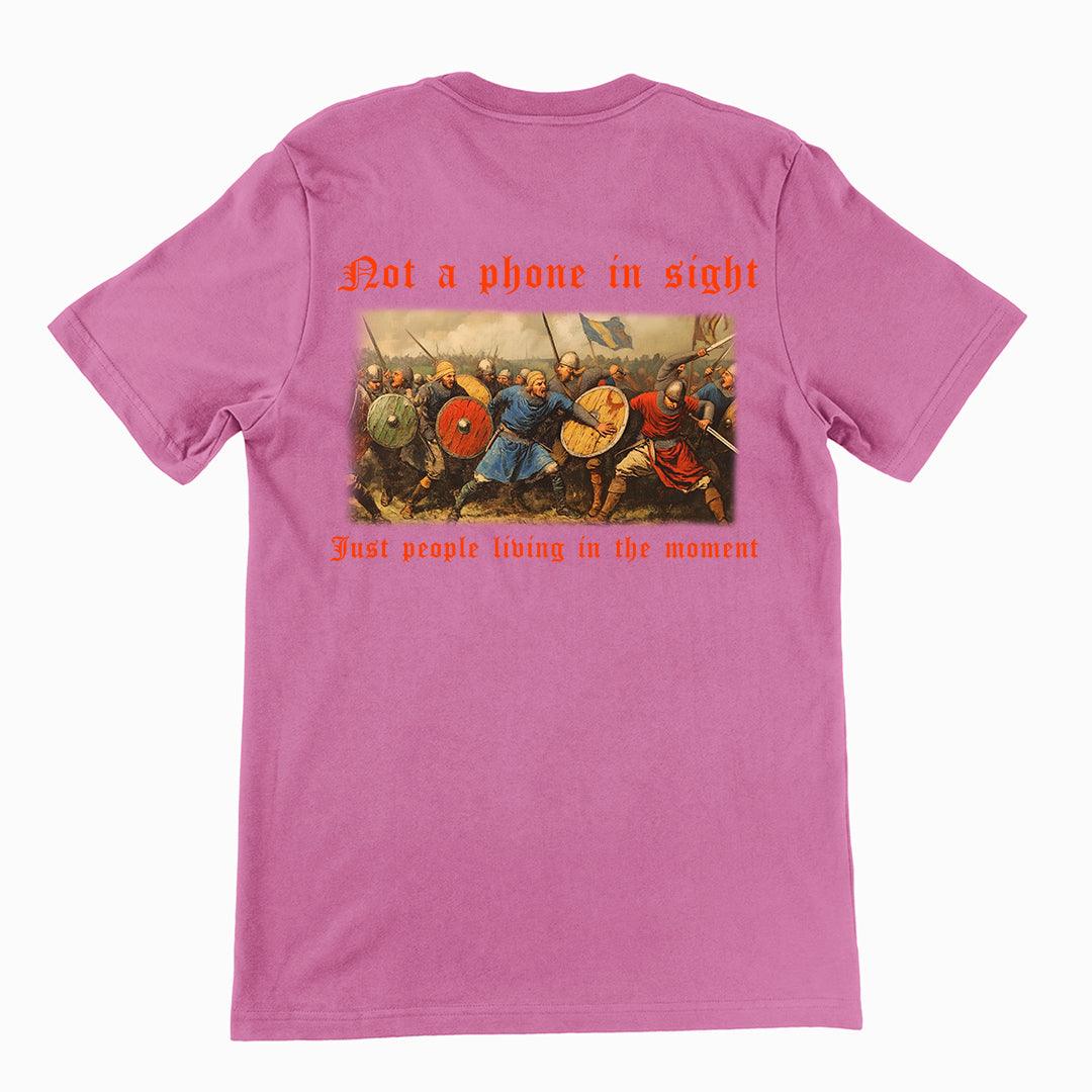 Not a phone in sight just people living in the moment T-Shirt (backprint) - Orbital Clothing