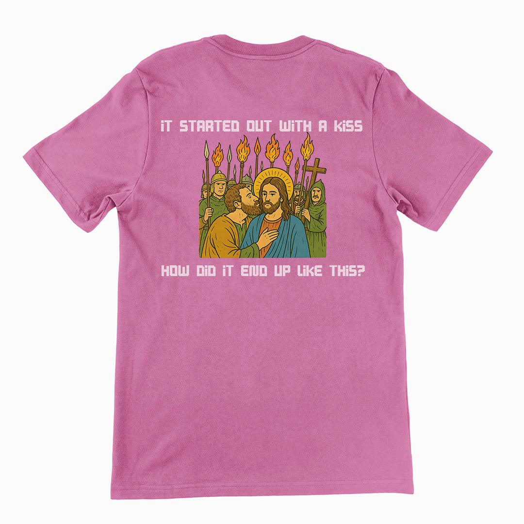 It was only a kiss How did it end up like this Jesus & Judas T-Shirt (backprint) - Orbital Clothing