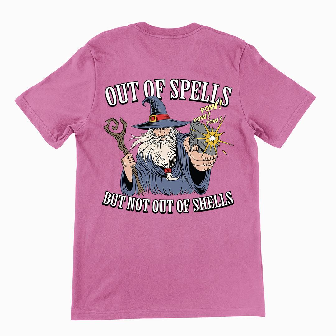 Out of Spells but Not Out of Shells T-Shirt (backprint) - Orbital Clothing