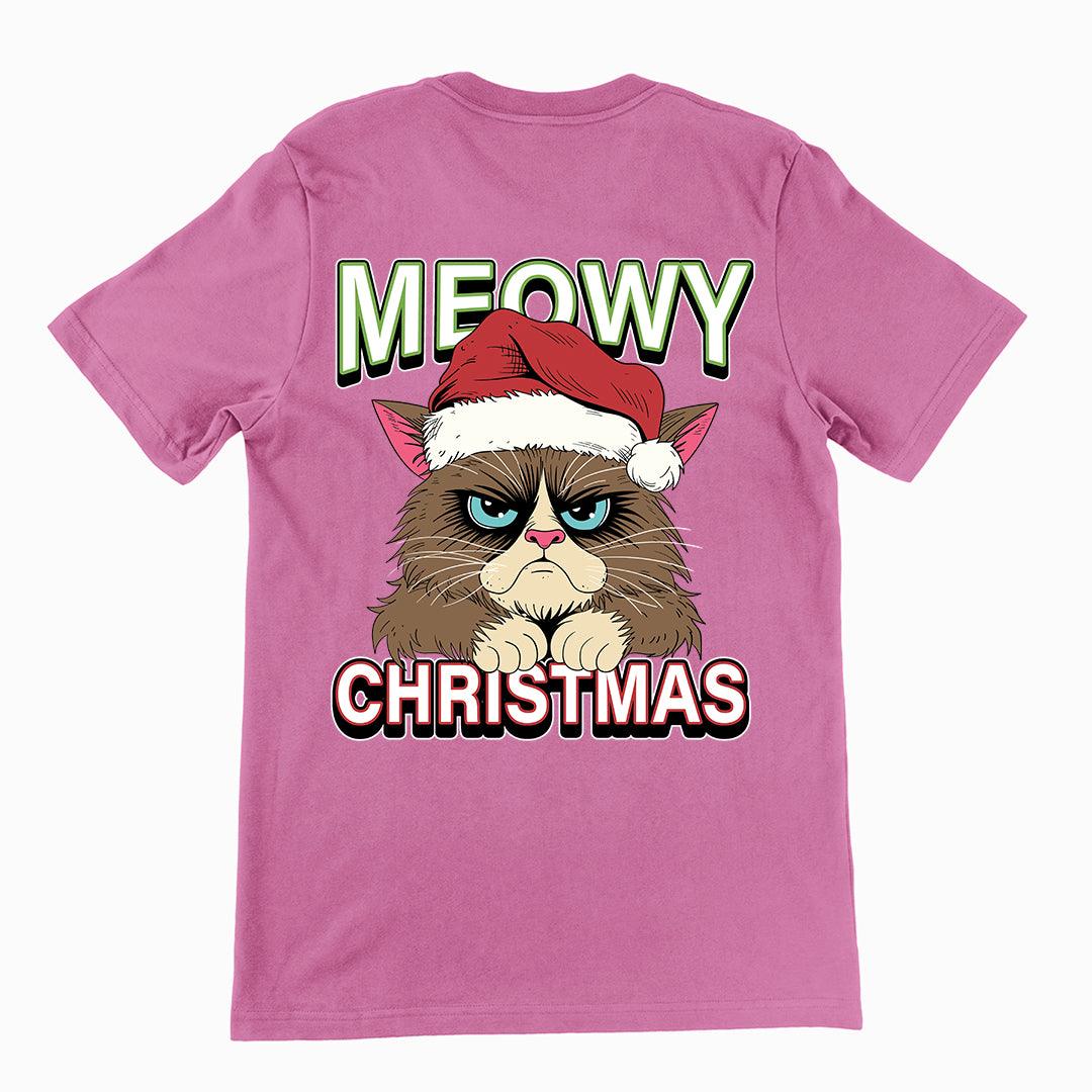 Meowy Christmas t-shirt (backprint) - Orbital Clothing