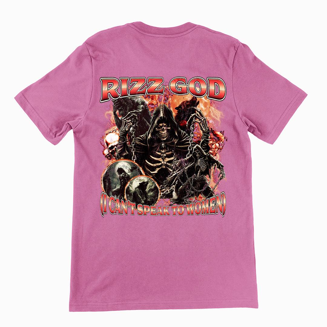 Rizz God (I Can't Speak to Women) t-shirt (backprint) - Orbital Clothing