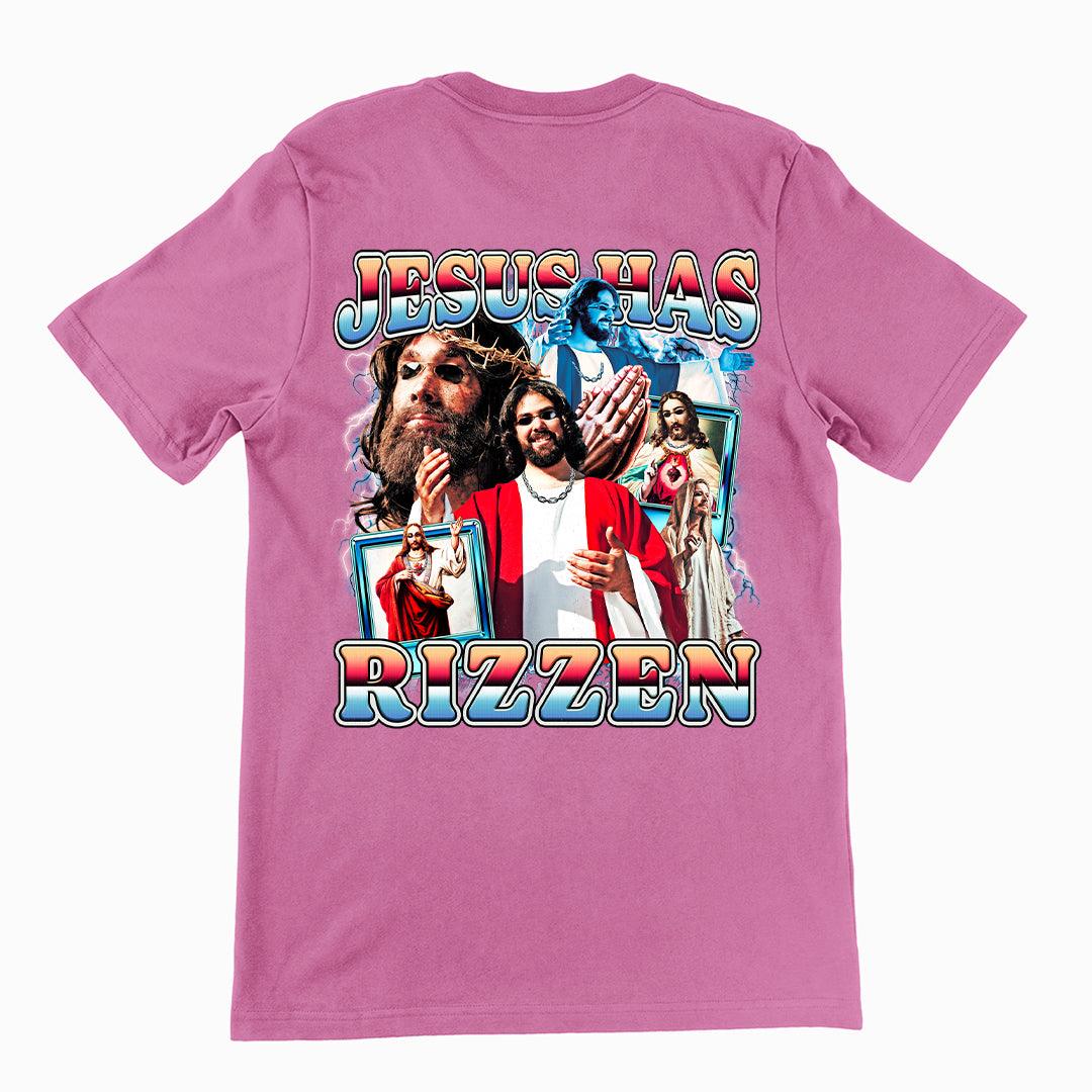 Jesus Has Rizzen (Updated Design) t-shirt (backprint) - Orbital Clothing