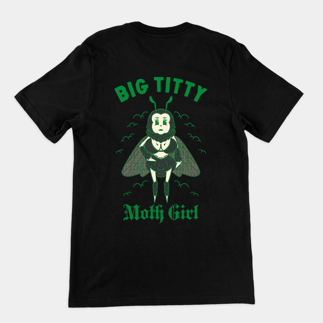 Big Titty Moth Girl t-shirt (backprint) - Orbital Clothing