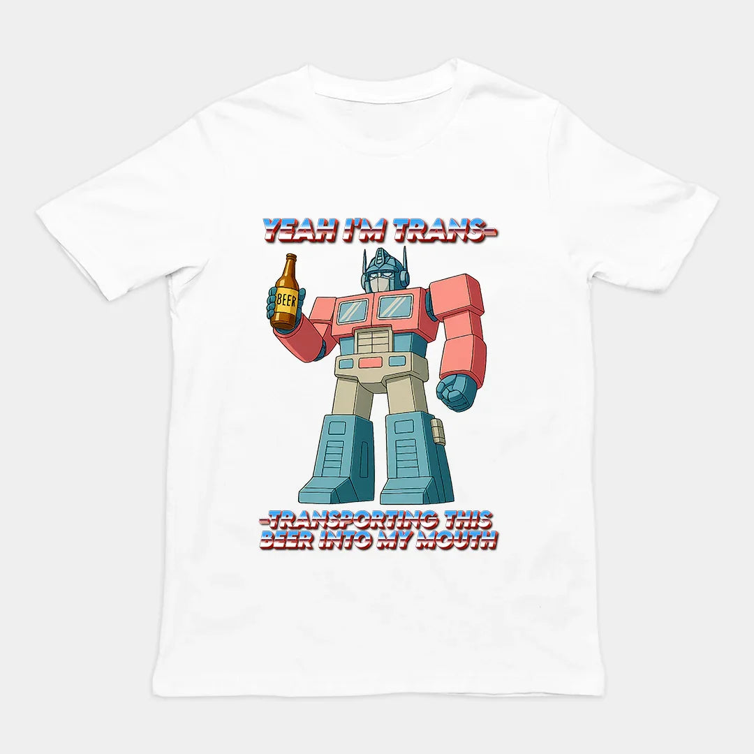 Yeah I'm trans- transporting this beer into my mouth T-Shirt - Orbital Clothing