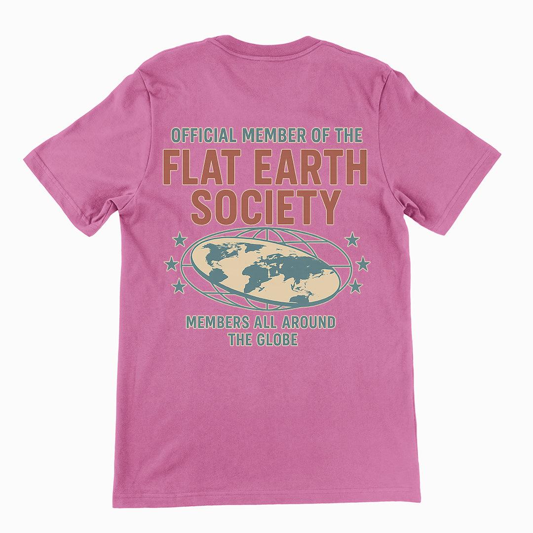 Offcial Member of the Flat Earth Society T-Shirt (backprint) - Orbital Clothing
