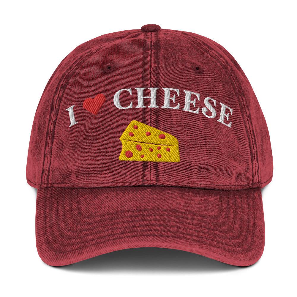 I heart Cheese Vintage Cotton Twill Cap - Orbital Clothing