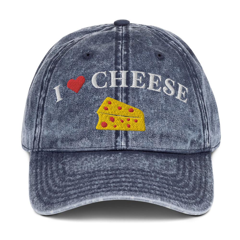I heart Cheese Vintage Cotton Twill Cap - Orbital Clothing