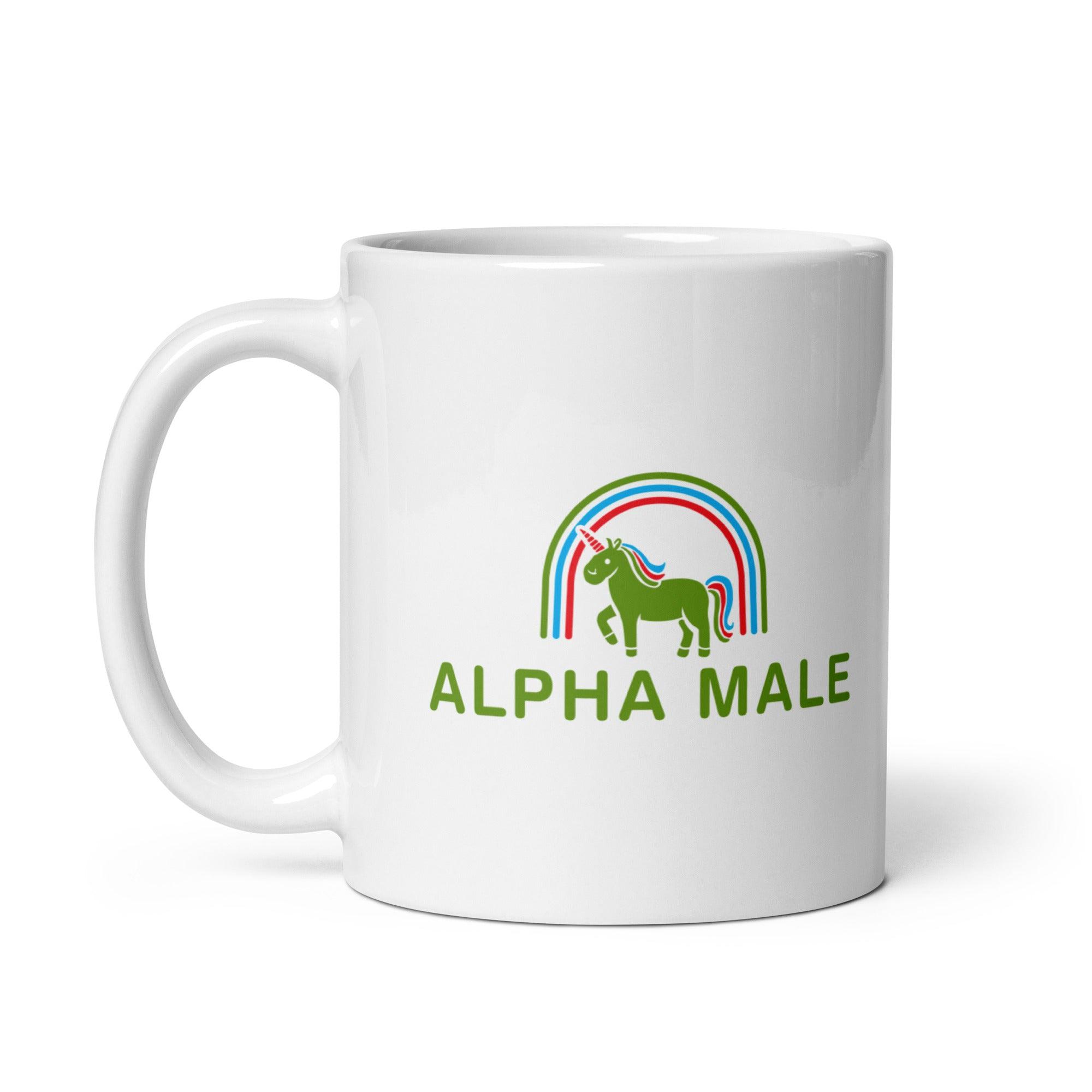 Alpha Male White glossy mug - Orbital Clothing