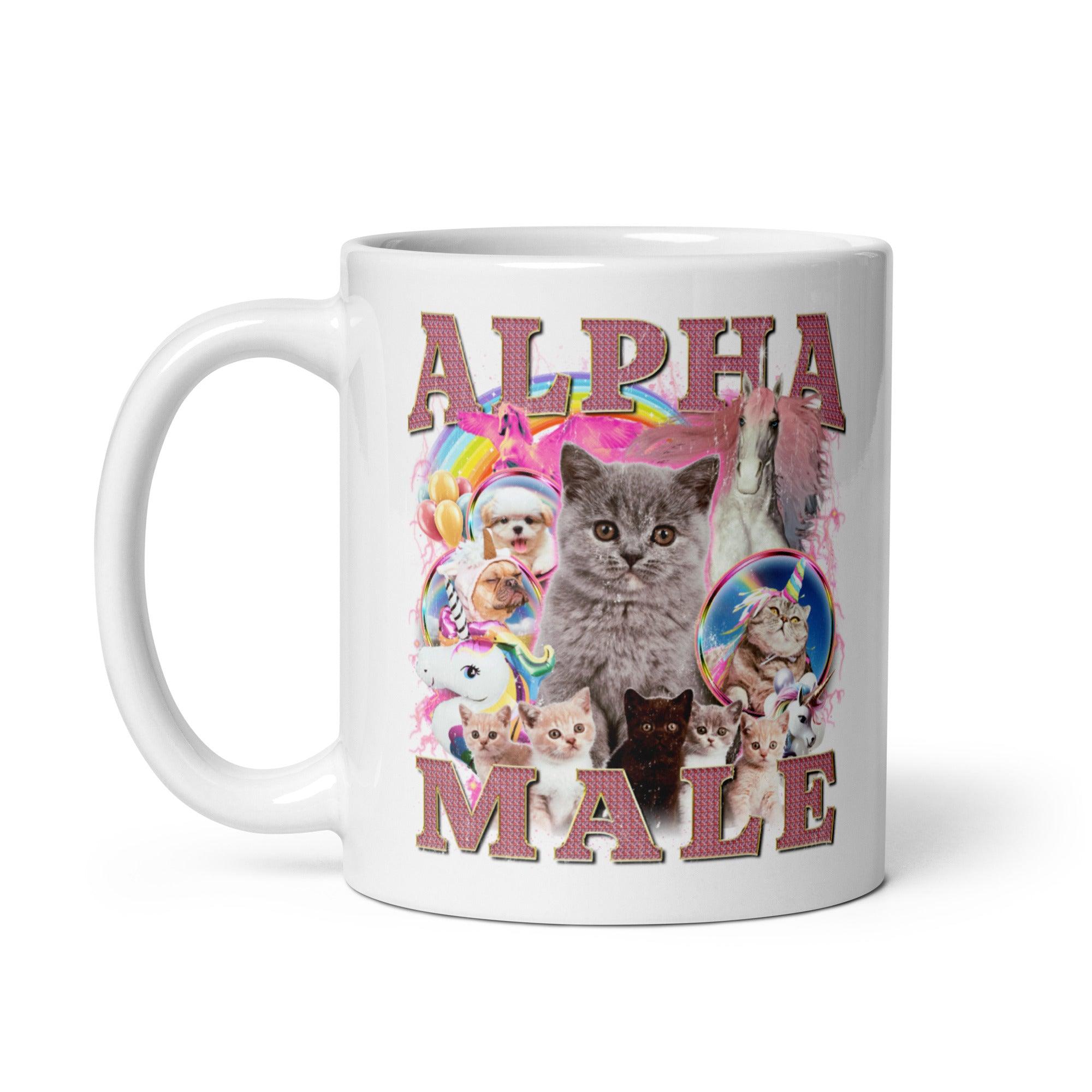 Alpha Male White glossy mug - Orbital Clothing
