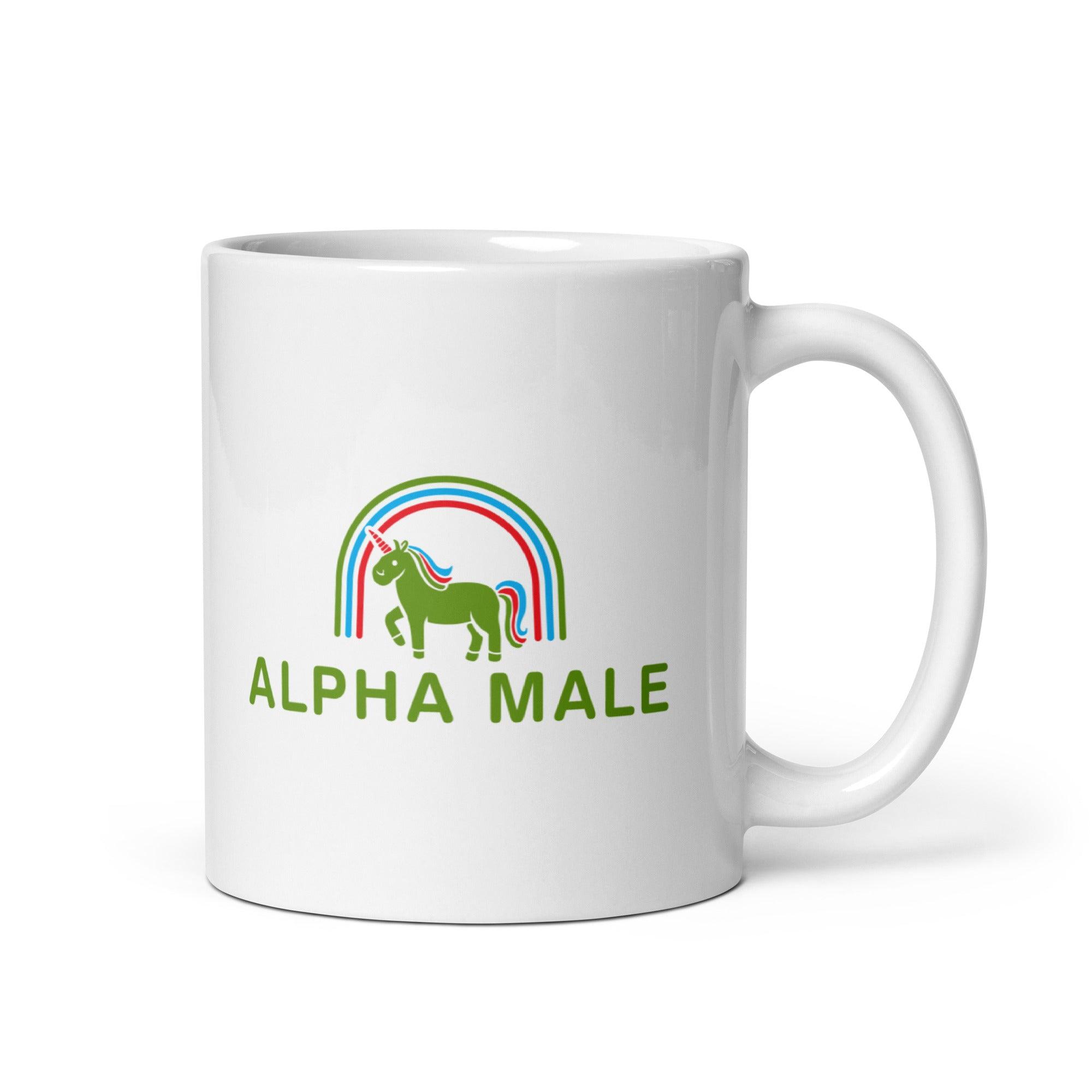 Alpha Male White glossy mug - Orbital Clothing