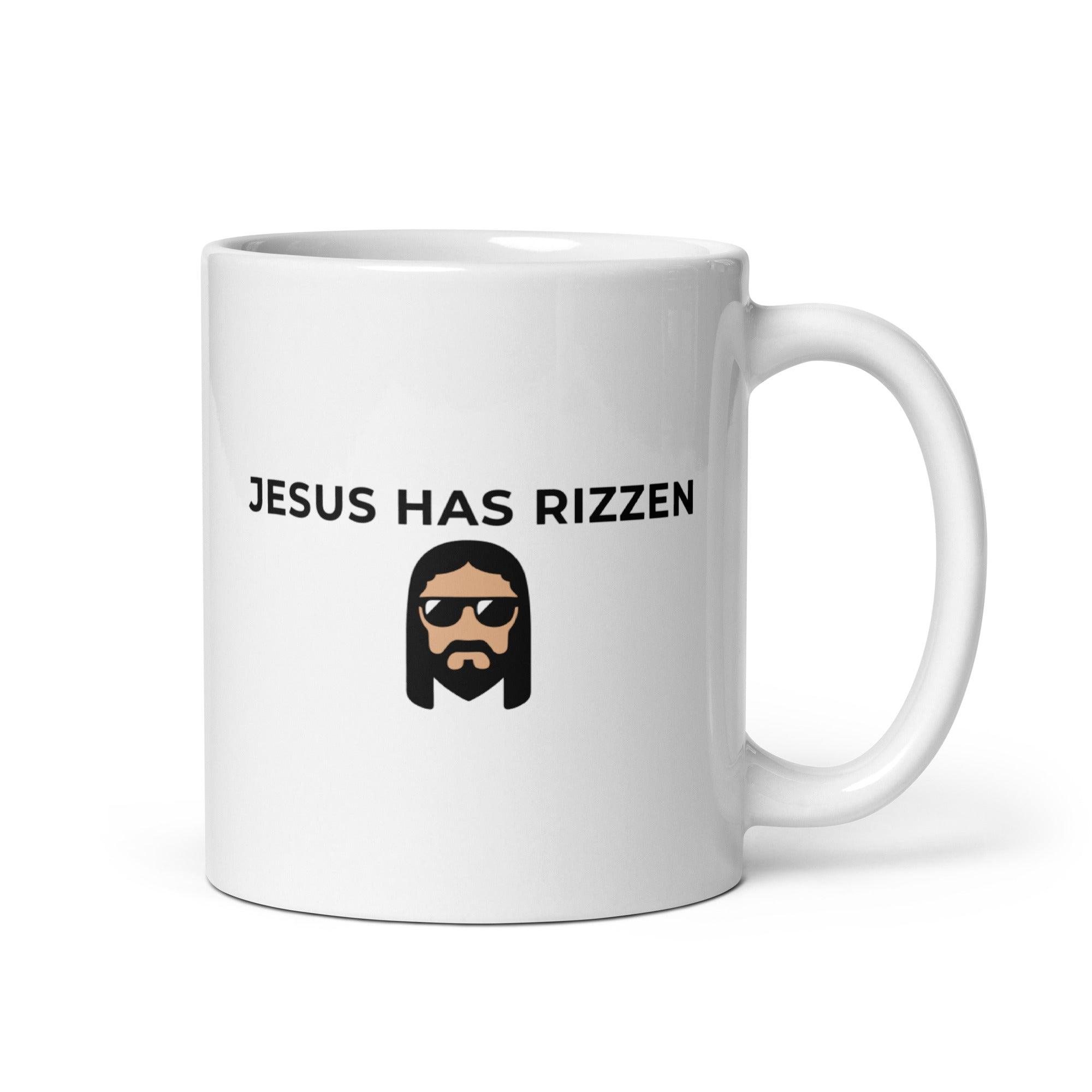 Jesus has Rizzen White glossy mug - Orbital Clothing