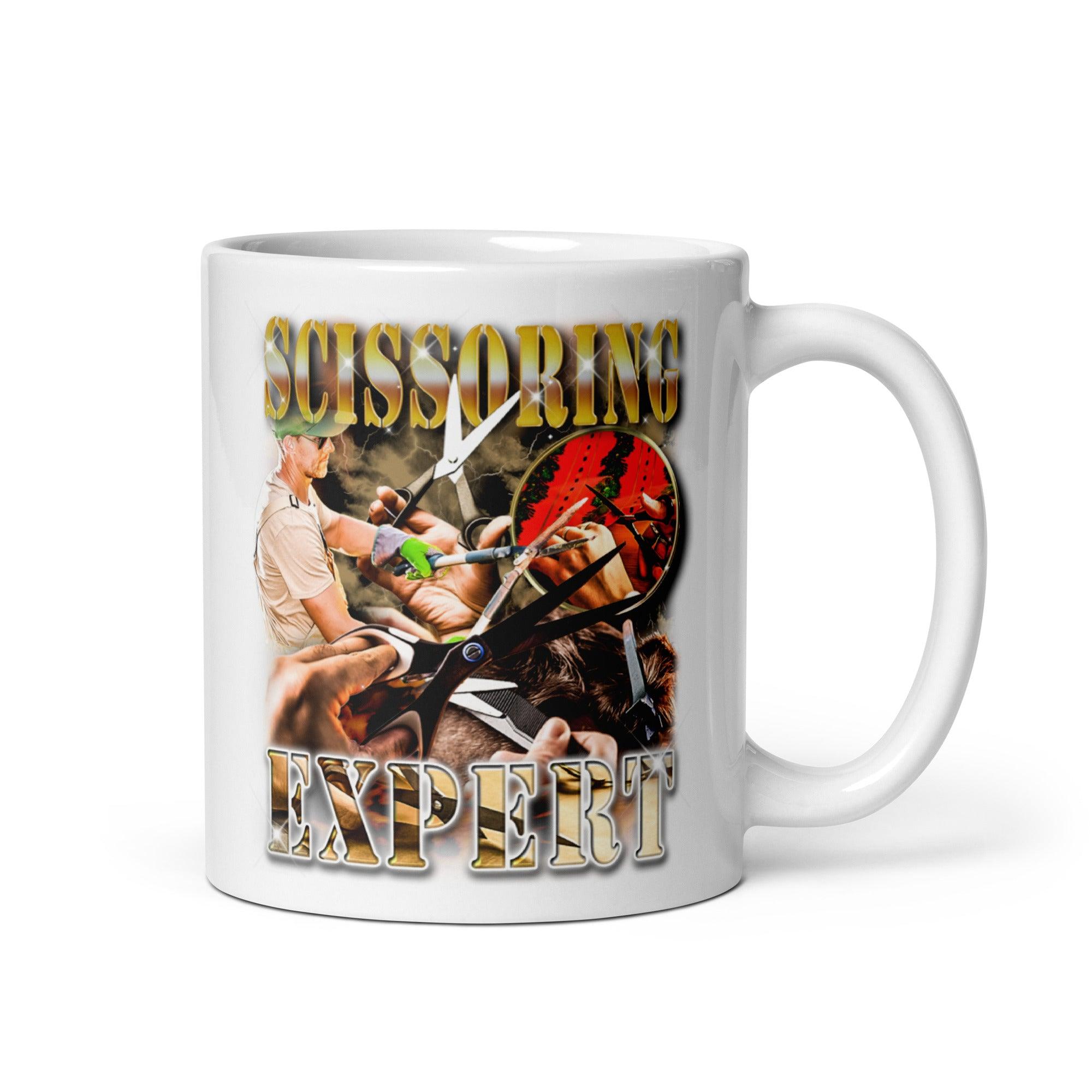 Scissoring Expert White glossy mug - Orbital Clothing