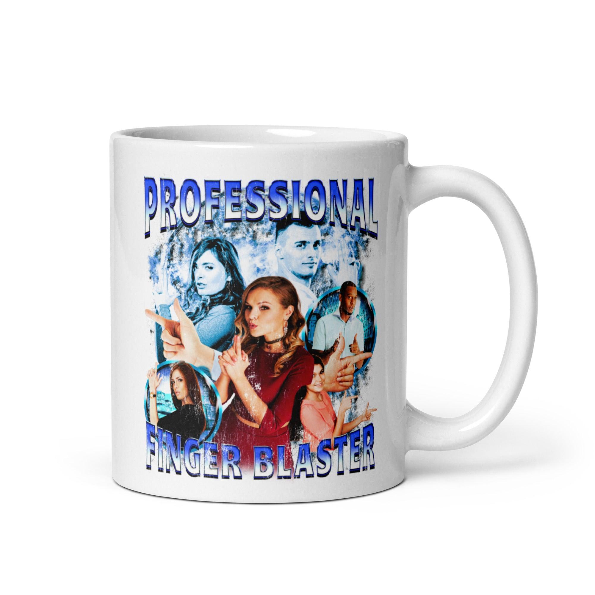 Professional Finger Blaster White glossy mug - Orbital Clothing