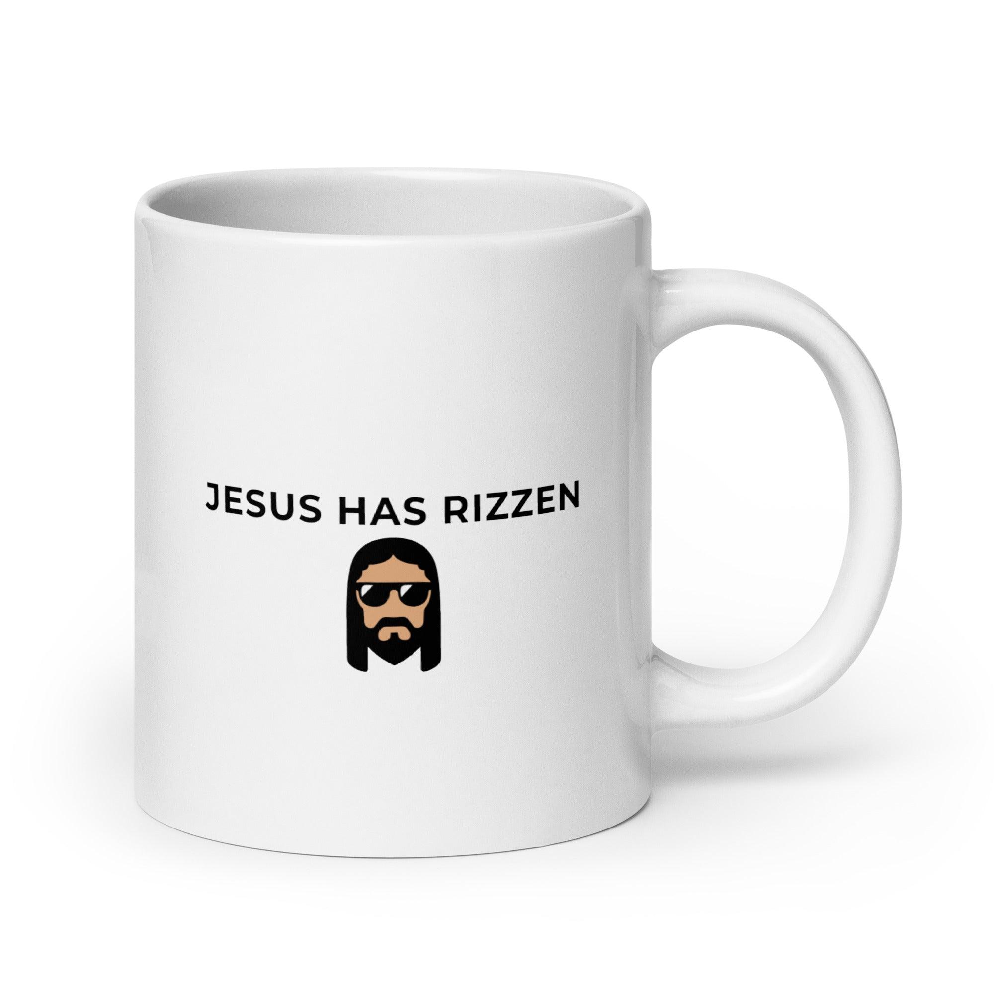 Jesus has Rizzen White glossy mug - Orbital Clothing