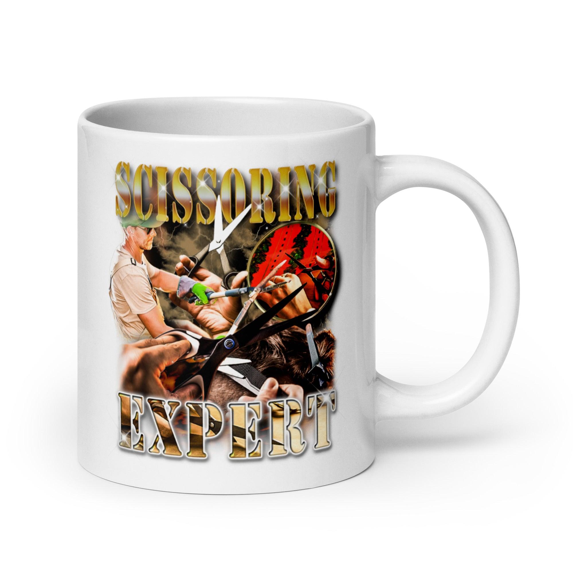 Scissoring Expert White glossy mug - Orbital Clothing