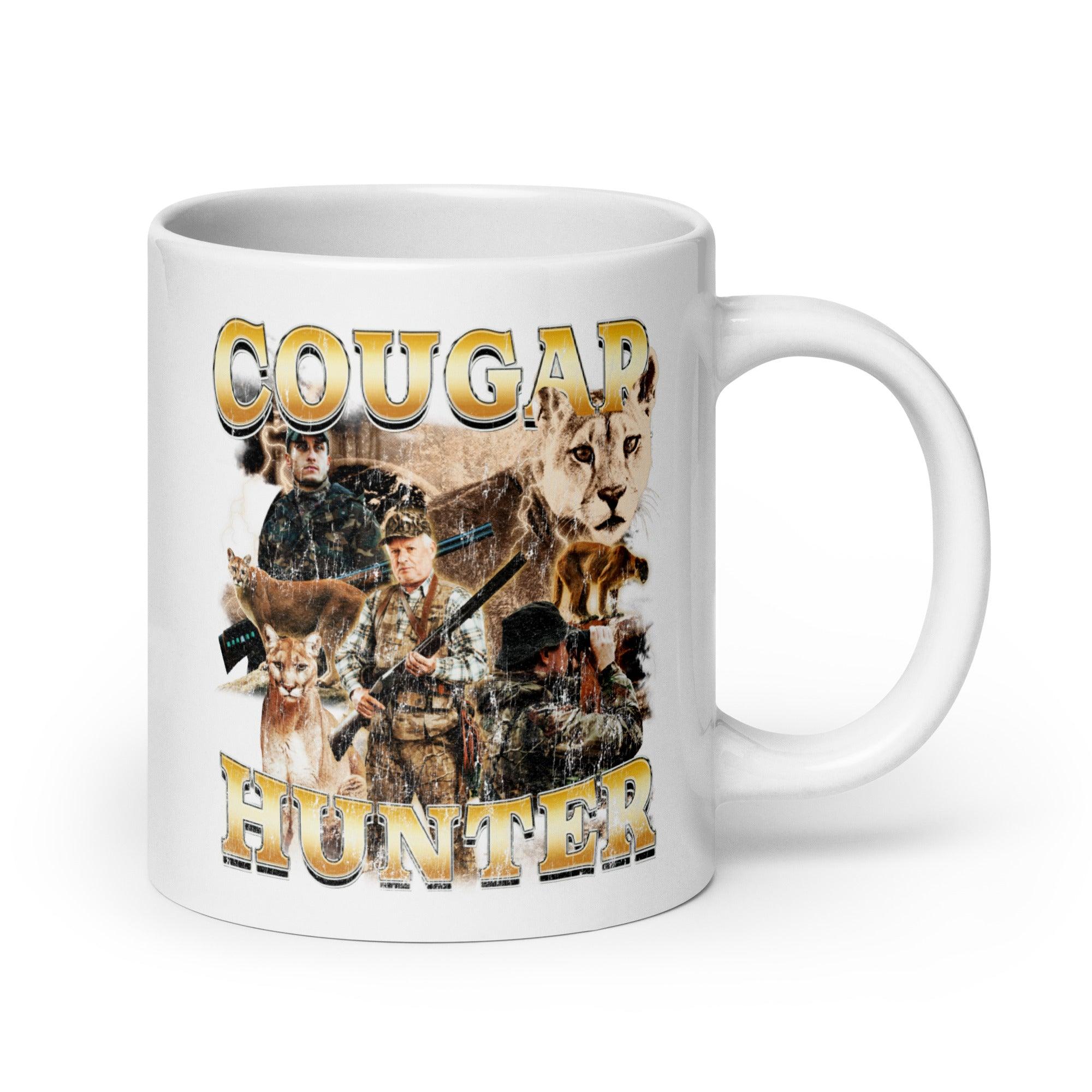 Cougar Hunter White glossy mug - Orbital Clothing