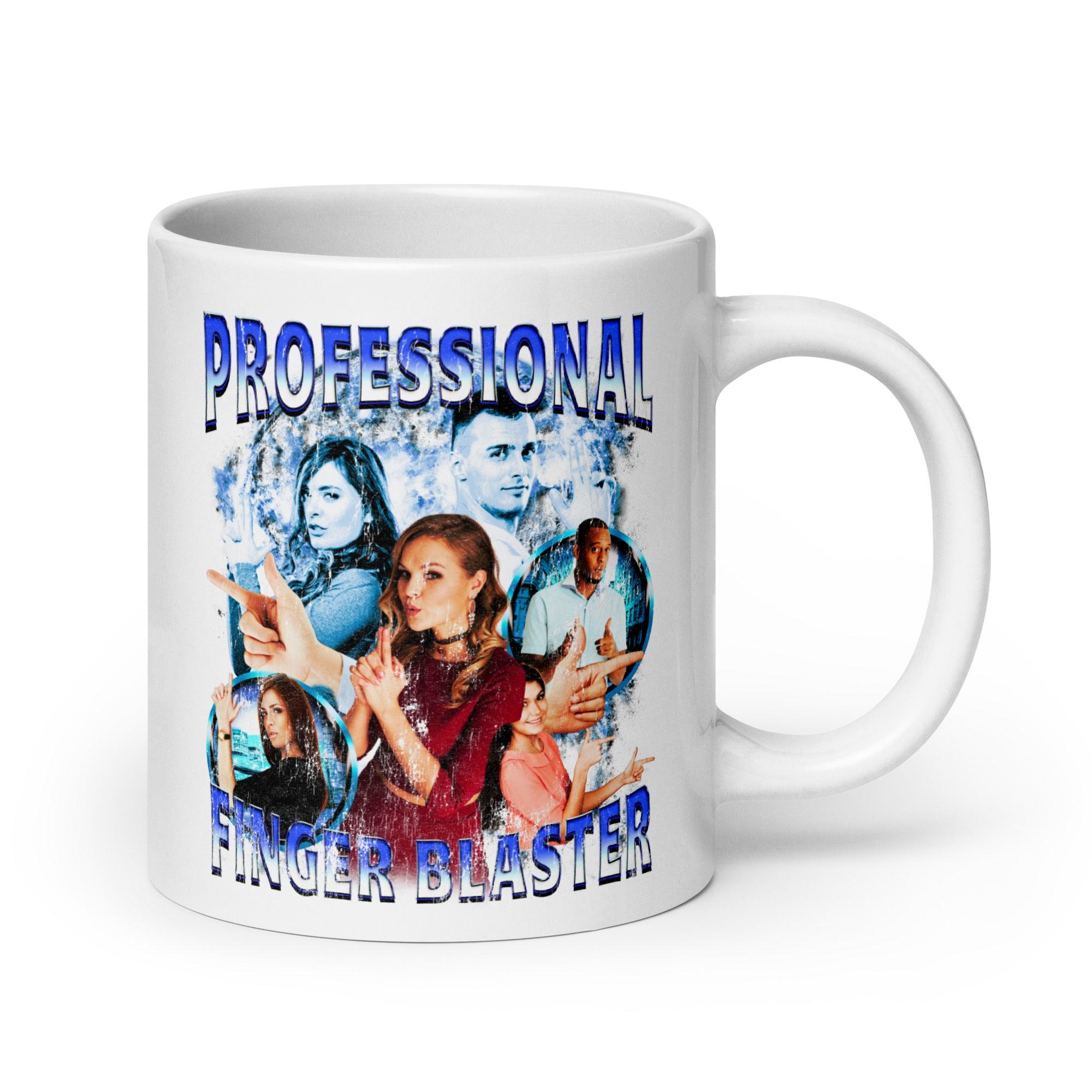 Professional Finger Blaster White glossy mug - Orbital Clothing