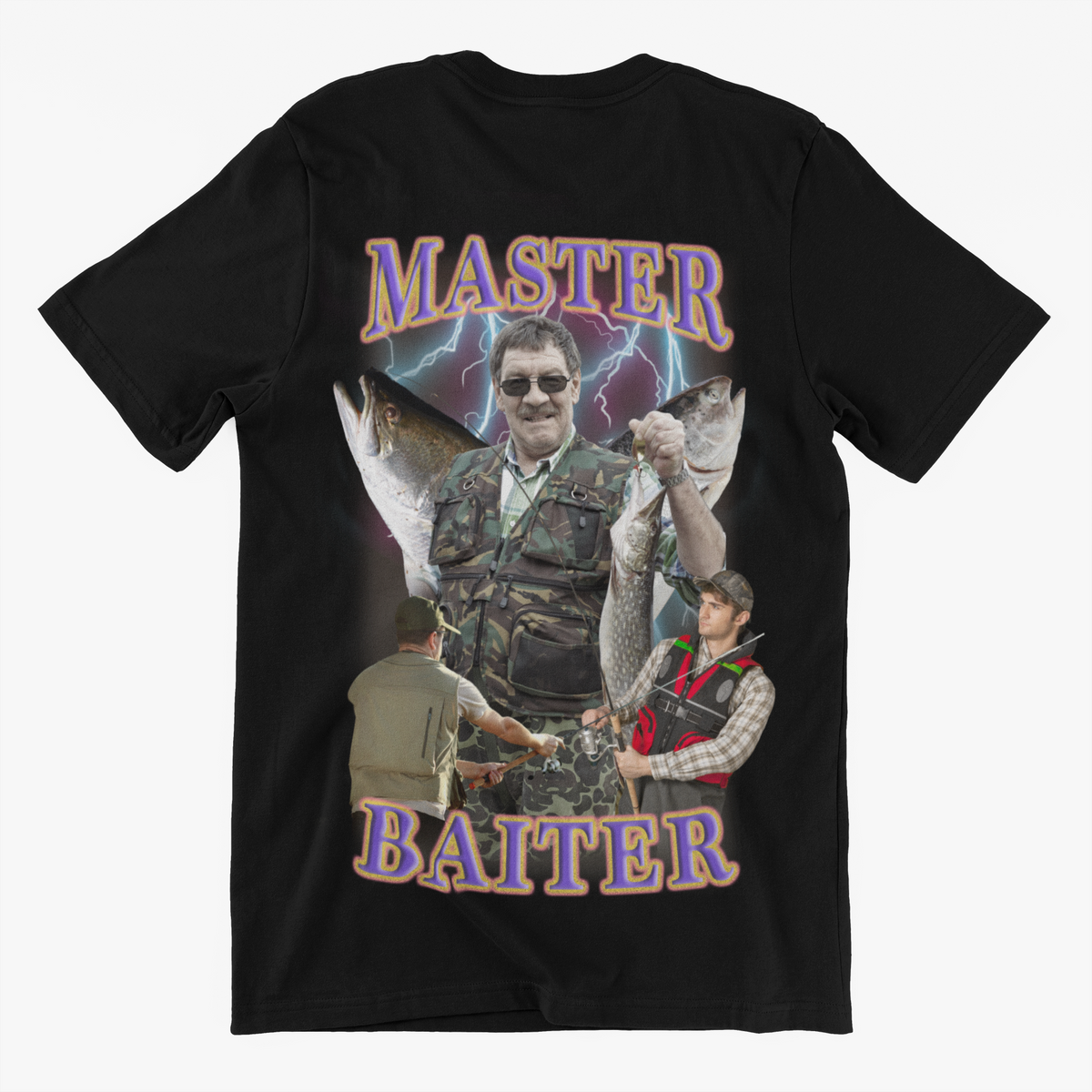 Fishing Short Sleeve T-shirt Master Baiter Hook Lure-Purple-XXXL 