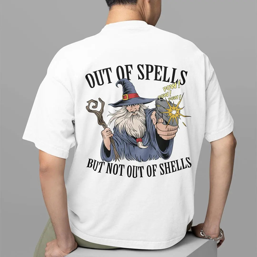 Out of Spells but Not Out of Shells T-Shirt (backprint) - Orbital Clothing