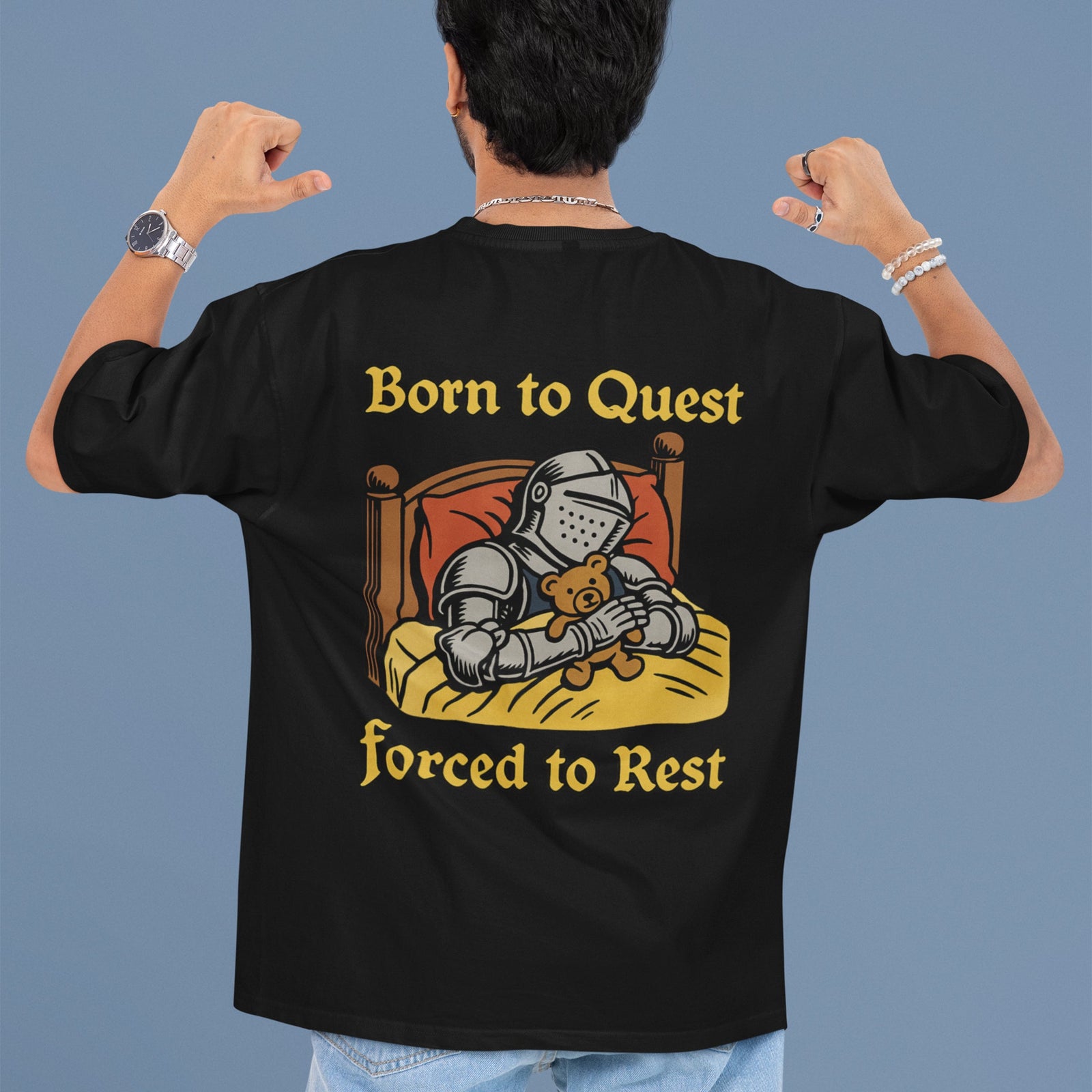 Born to Quest Forced to Rest T-Shirt (backprint) Orbital Clothing