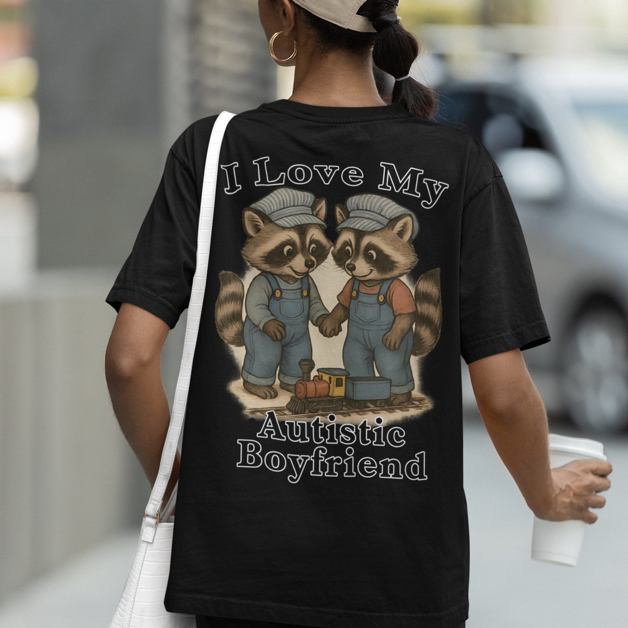 I Love my Autistic Boyfriend T-Shirt (backprint)