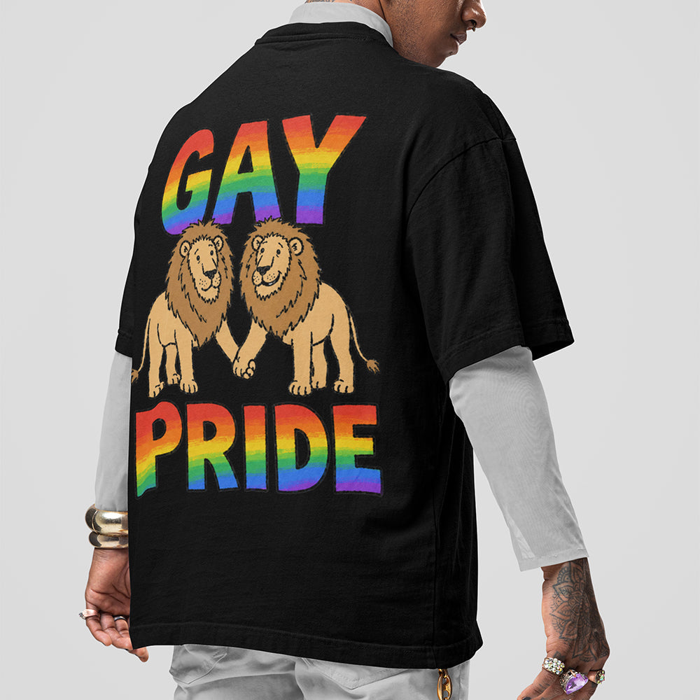 Gay Pride (lions) T-Shirt (backprint) Orbital Clothing