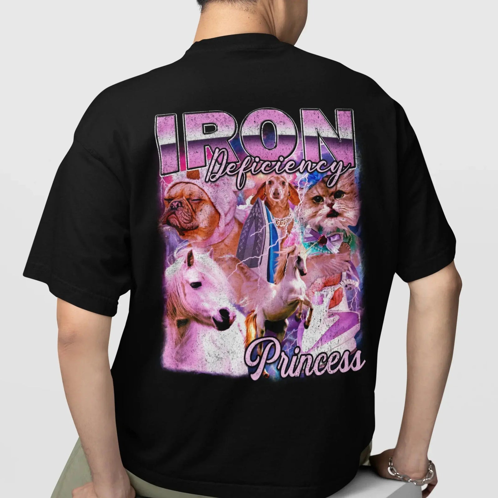 Iron Deficiency Princess Vintage Style T-Shirt (backprint) - Orbital Clothing