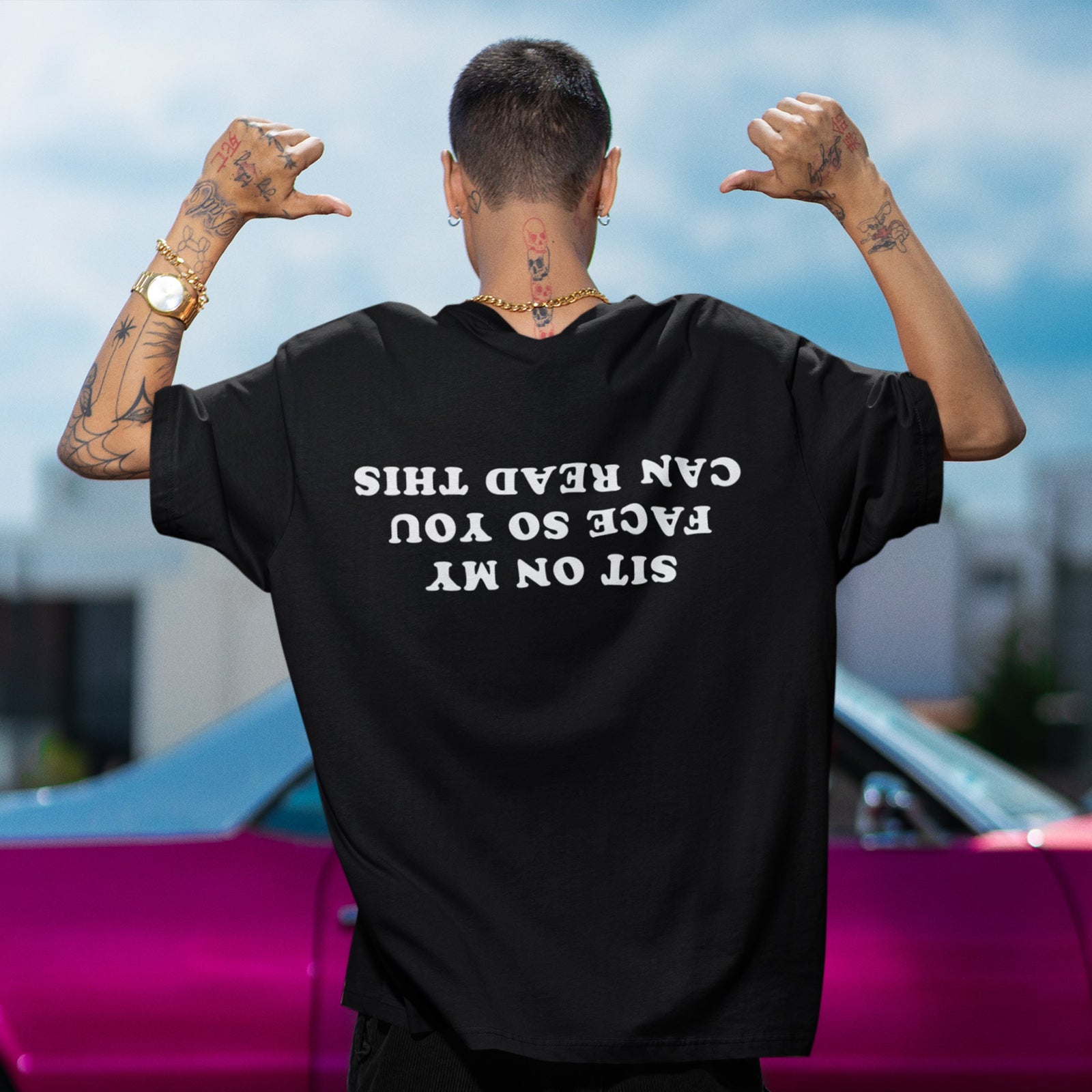 Sit on my face so you can read this T-Shirt (backprint) Orbital Clothing