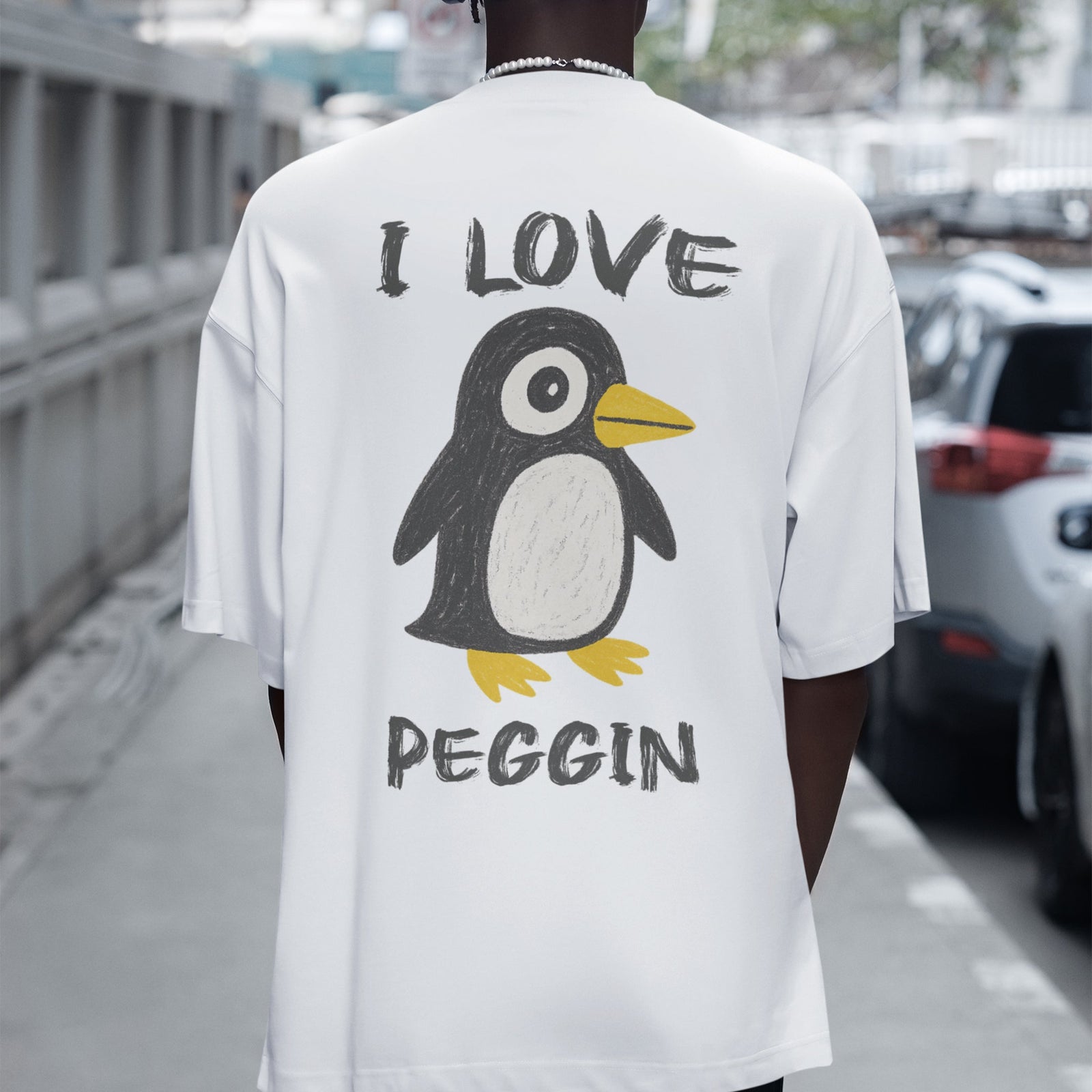I love Pegging (Penguin) T-Shirt (backprint) Orbital Clothing