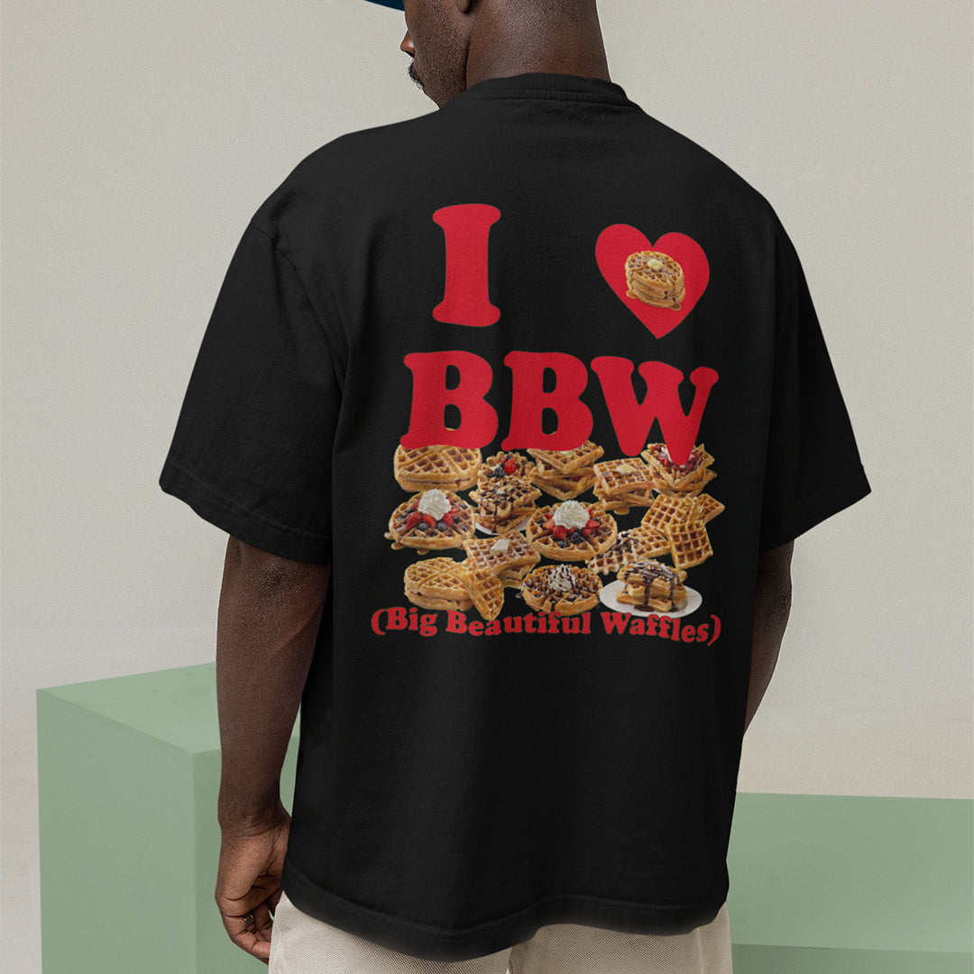 I love BBW (Big Beautiful Waffles) T-Shirt (backprint) Orbital Clothing