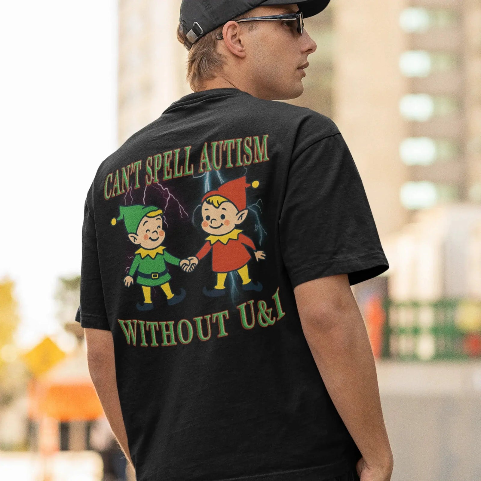 Can't Spell Autism without U&I T-Shirt (backprint) - Orbital Clothing