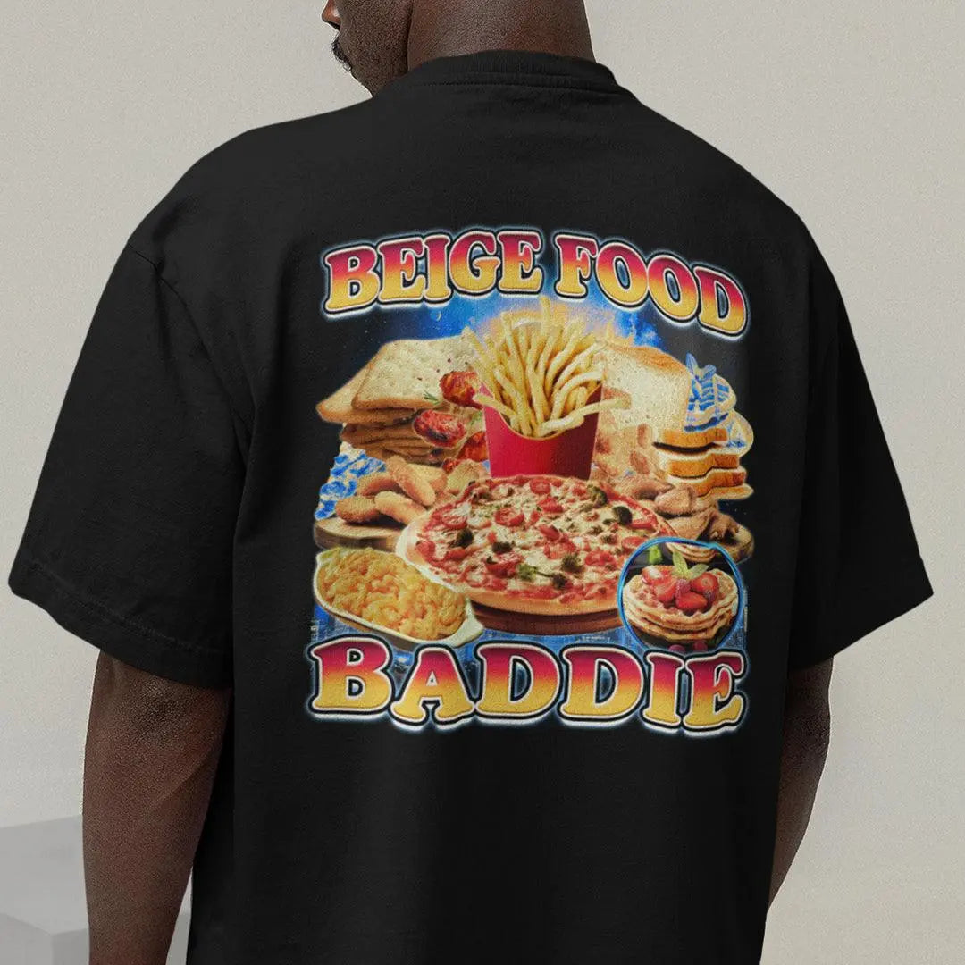 Beige Food Baddie T-Shirt (backprint) - Orbital Clothing