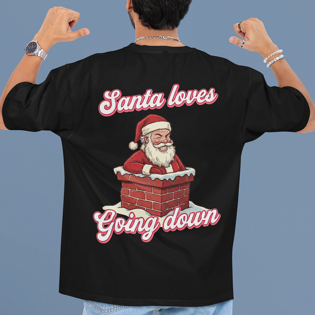 Santa Loves Going Down T-Shirt (backprint) Orbital Clothing