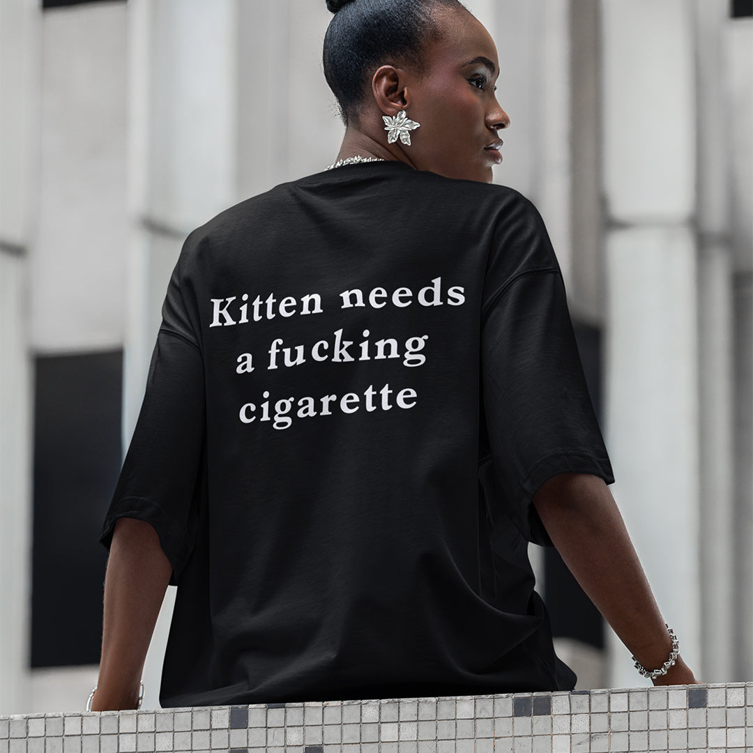 Kitten needs a cigarette T-Shirt (backprint) Orbital Clothing