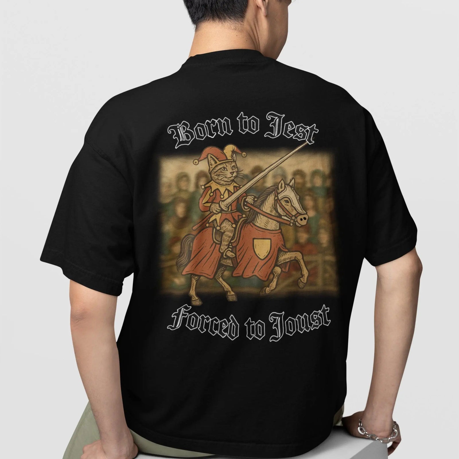 Born to Jest, Forced to Joust T-Shirt (backprint) - Orbital Clothing