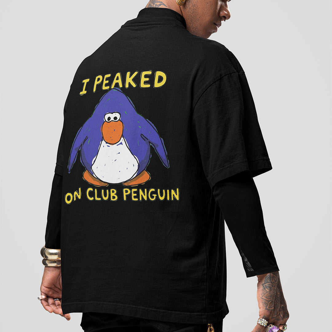 I Peaked on Club Penguin T-Shirt (backprint) Orbital Clothing