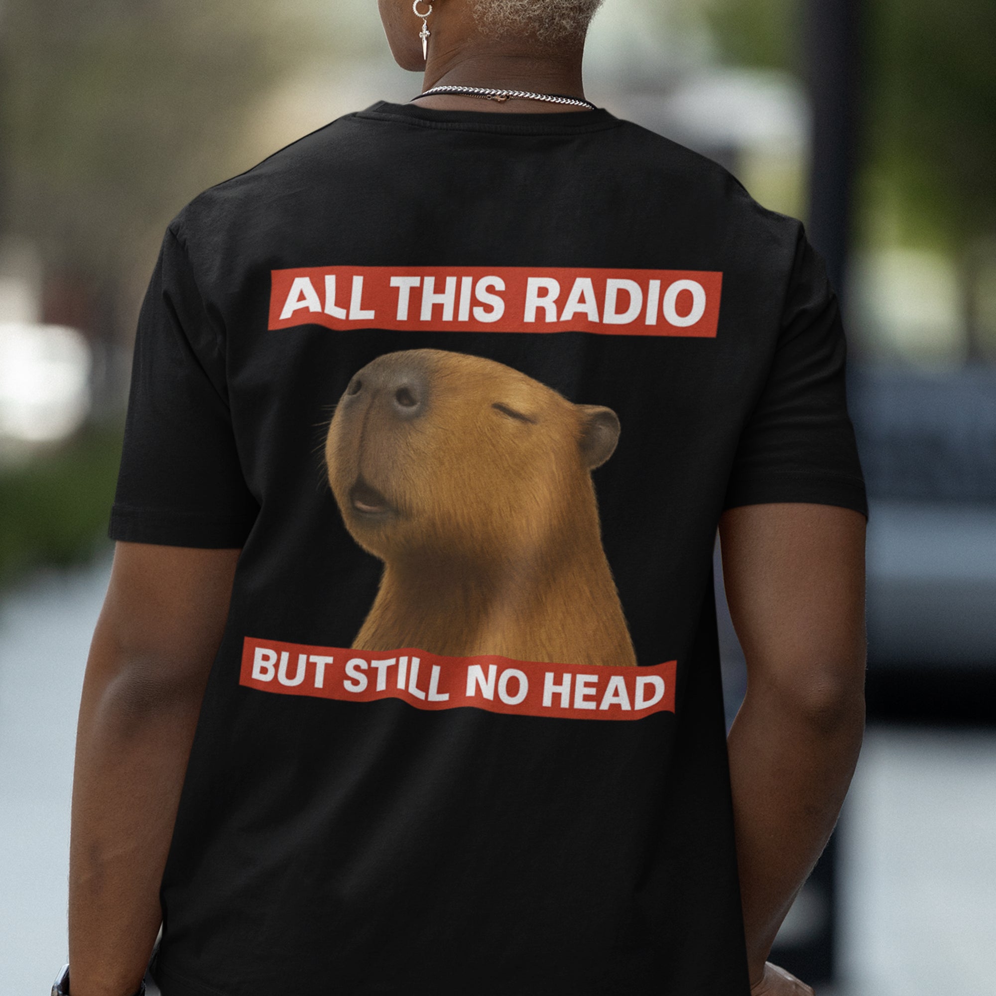 All this radio but still no head T-Shirt (backprint)
