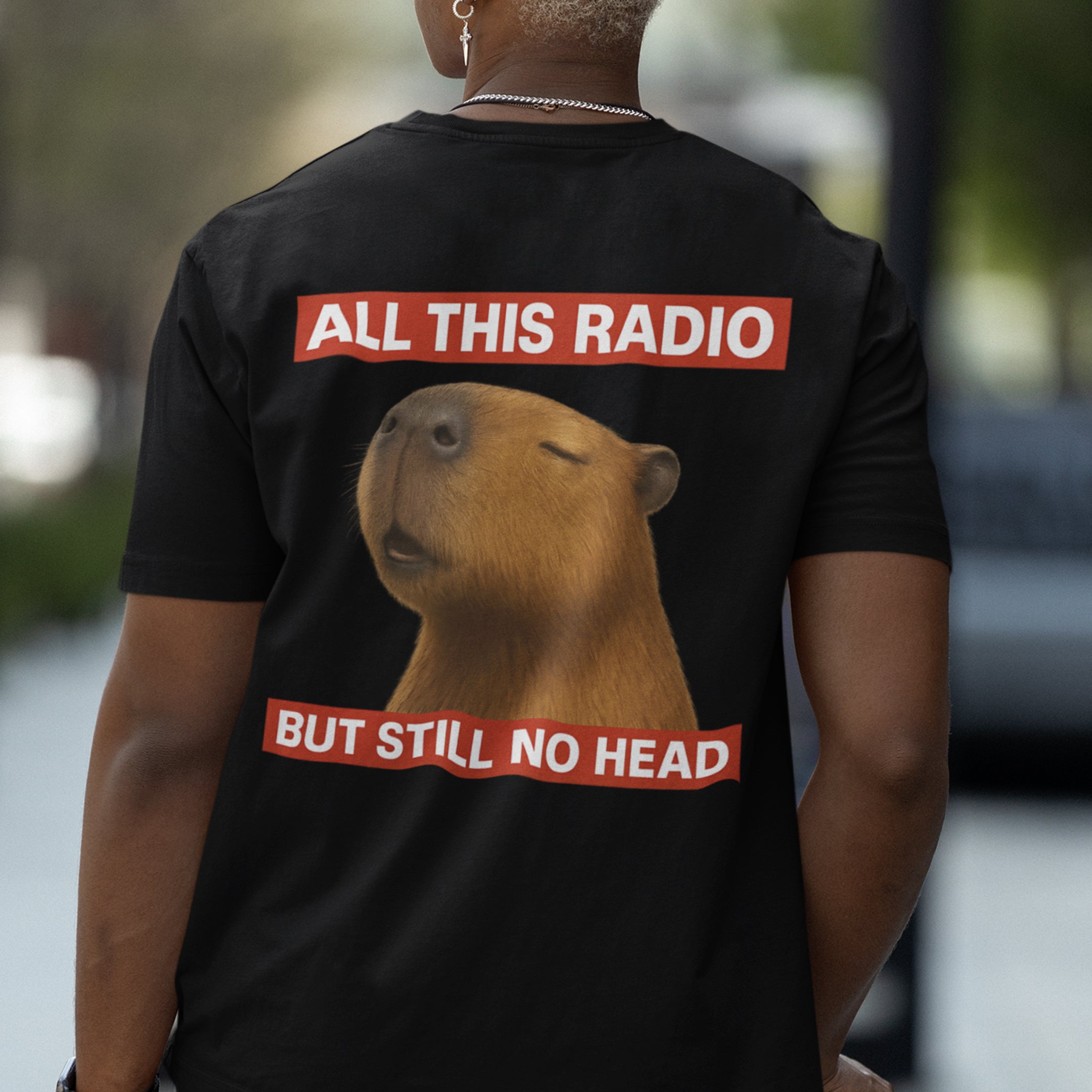 All this radio but still no head T-Shirt (backprint)