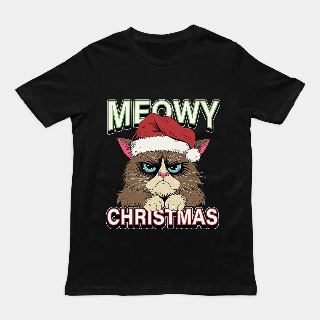 Meowy Christmas T-Shirt - Orbital Clothing