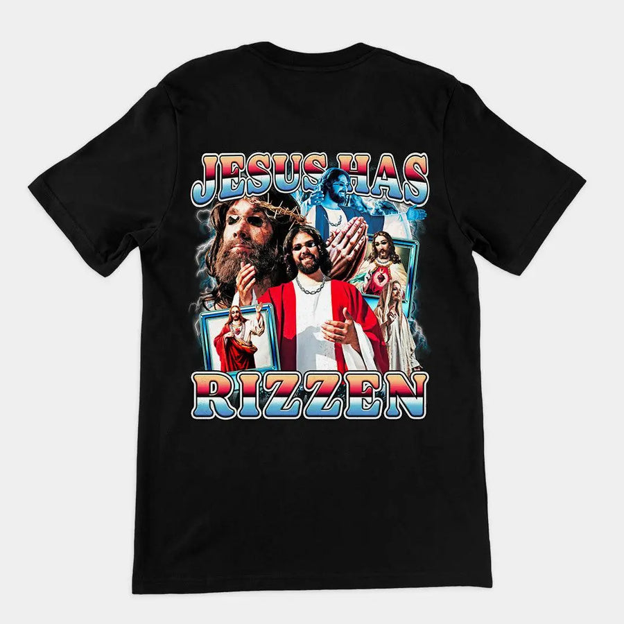 Jesus Has Rizzen (Updated Design) t-shirt (backprint) - Orbital Clothing