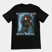 Autistisch en klaar om te neuken t-shirt (achterkant)