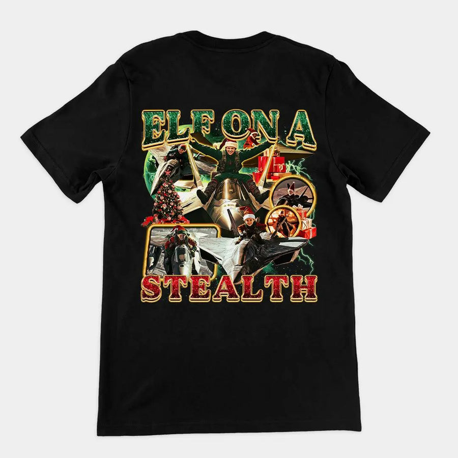 Elf on a Stealth t-shirt (backprint) - Orbital Clothing