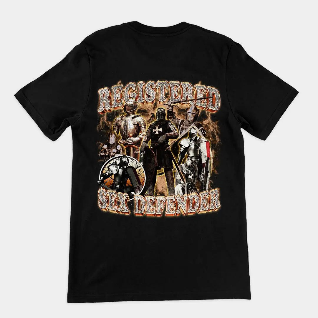 Registered Sex Defender t-shirt (backprint) - Orbital Clothing