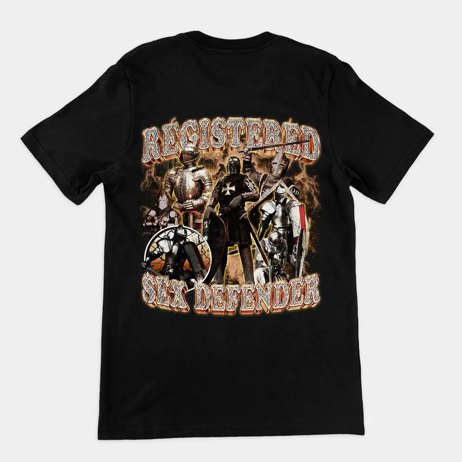 Registered Sex Defender t-shirt (backprint) - Orbital Clothing